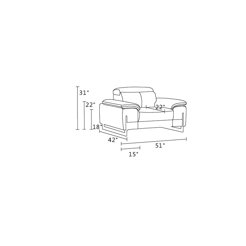 Titan Furnishings Genuine Italian Leather Upholstered Sofa Set in Dark Gray