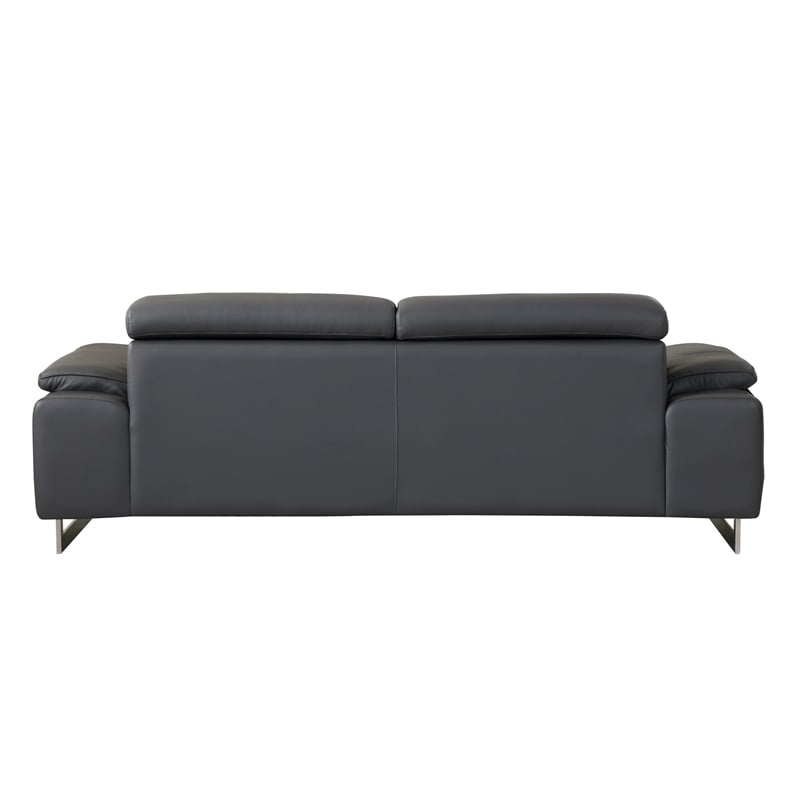 Titan Furnishings Genuine Italian Leather Upholstered Sofa Set in Dark Gray