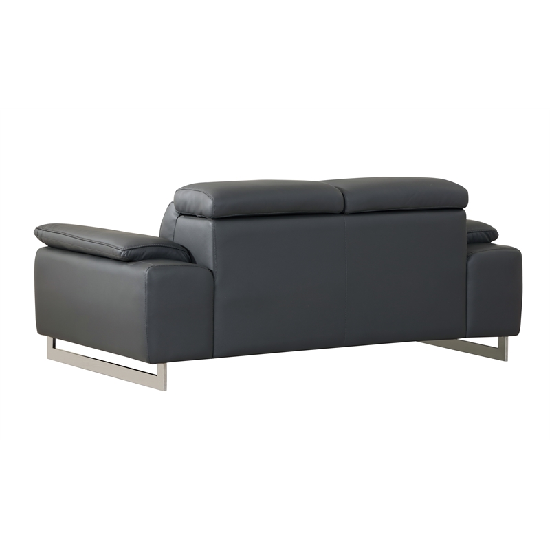 Titan Furnishings Genuine Italian Leather Upholstered Sofa Set in Dark Gray