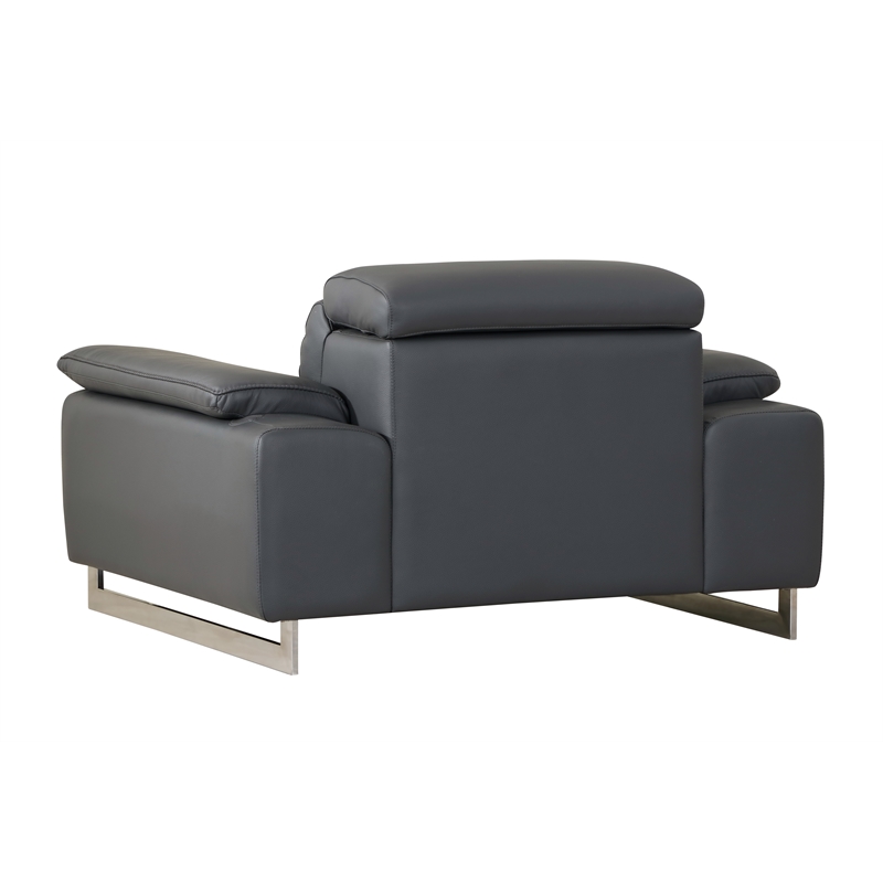 Titan Furnishings Genuine Italian Leather Upholstered Sofa Set in Dark Gray