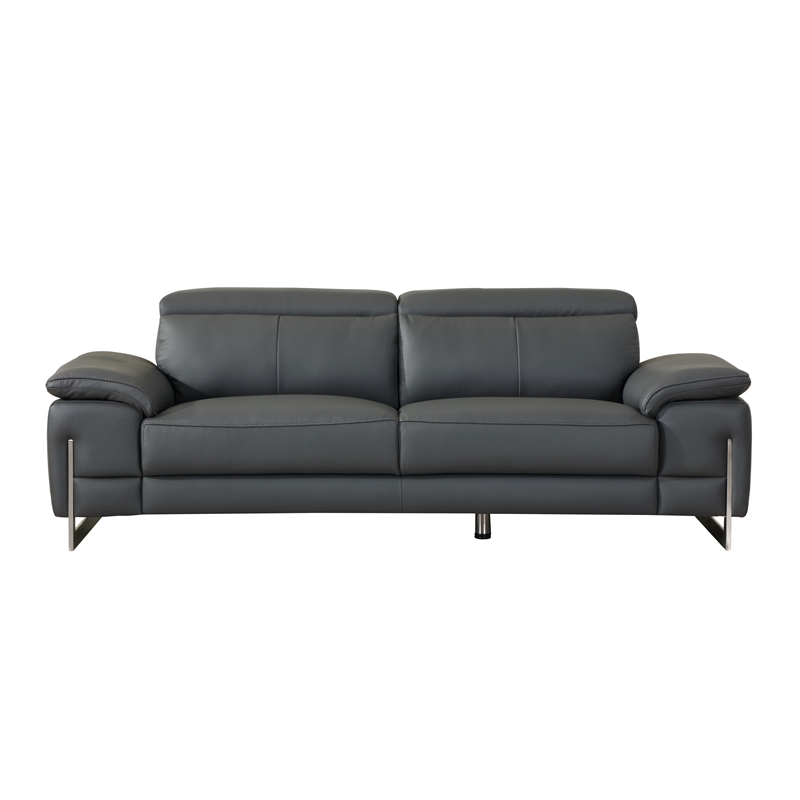 Titan Furnishings Genuine Italian Leather Sofa & Loveseat Set in Dark Gray