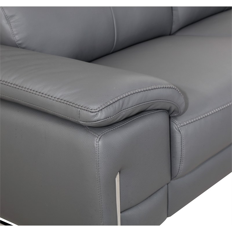 Titan Furnishings Genuine Italian Leather Sofa & Loveseat Set in Dark Gray