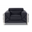 Titan Furnishings Modern Genuine Italian Leather Upholstered Sofa Set in Black