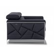 Titan Furnishings Modern Genuine Italian Leather Upholstered Sofa Set in Black