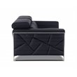 Titan Furnishings Modern Genuine Italian Leather Upholstered Sofa Set in Black