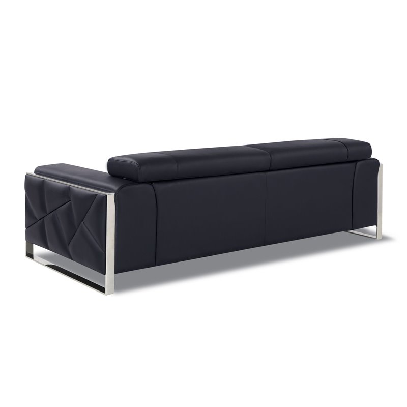 Titan Furnishings Modern Genuine Italian Leather Upholstered Sofa Set in Black