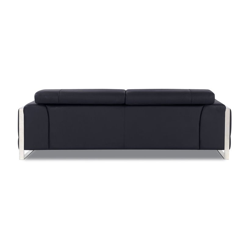 Titan Furnishings Modern Genuine Italian Leather Upholstered Sofa Set in Black
