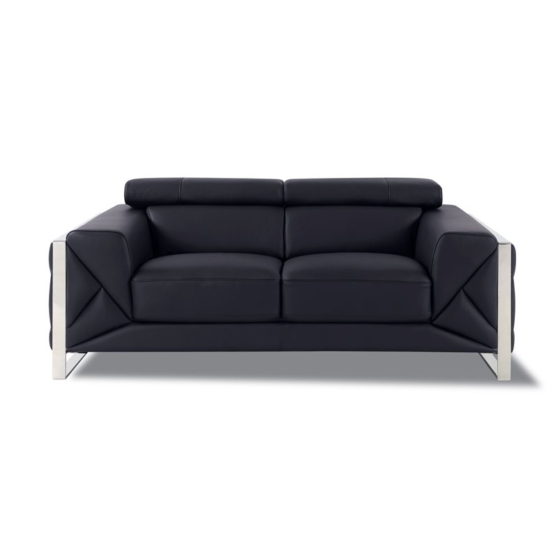 Titan Furnishings Modern Genuine Italian Leather Sofa and Loveseat in Black