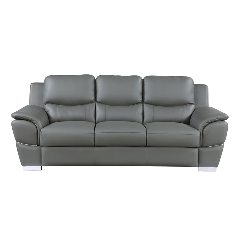 Titan Furnishings Modern Leather Upholstered Sofa & Loveseat Set in Gray