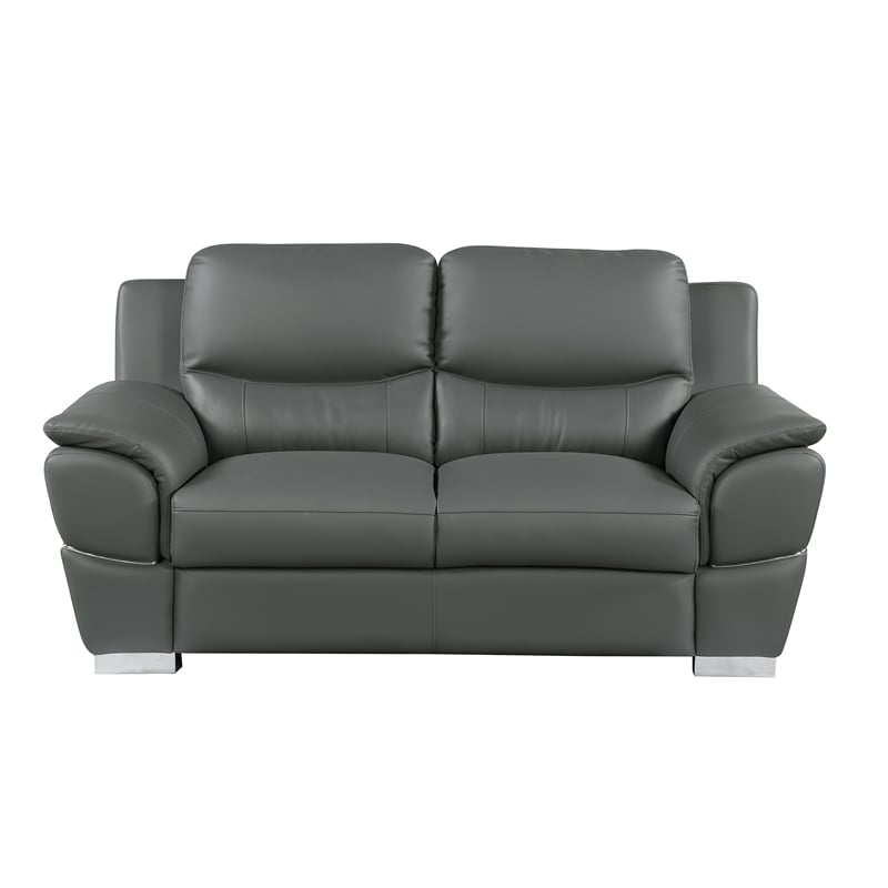 Titan Furnishings Modern Leather Upholstered Sofa & Loveseat Set in Gray
