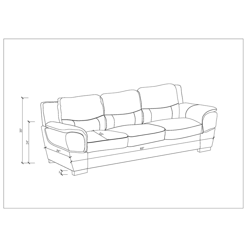 Titan Furnishings Modern Leather Upholstered Sofa Set in White