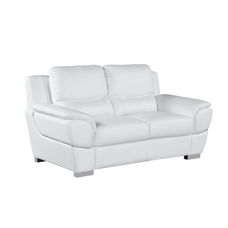 Titan Furnishings Modern Leather Upholstered Sofa & Loveseat Set in White
