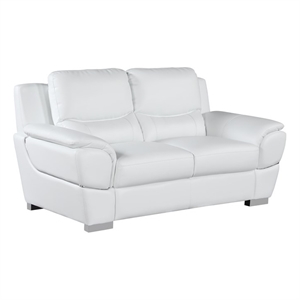 Titan Furnishings 69&quot Modern Faux Leather Upholstered Loveseat in White
