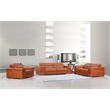 Titan Furnishings Genuine Italian Leather Upholstered Sofa Set in Camel Brown