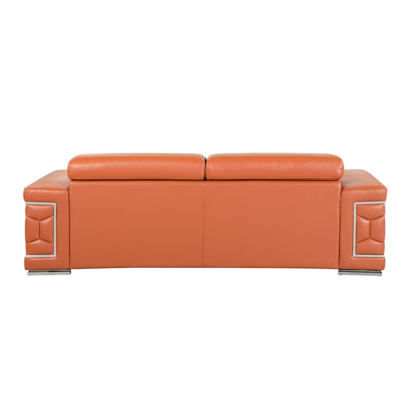 Titan Furnishings Genuine Italian Leather Upholstered Sofa Set in Camel Brown