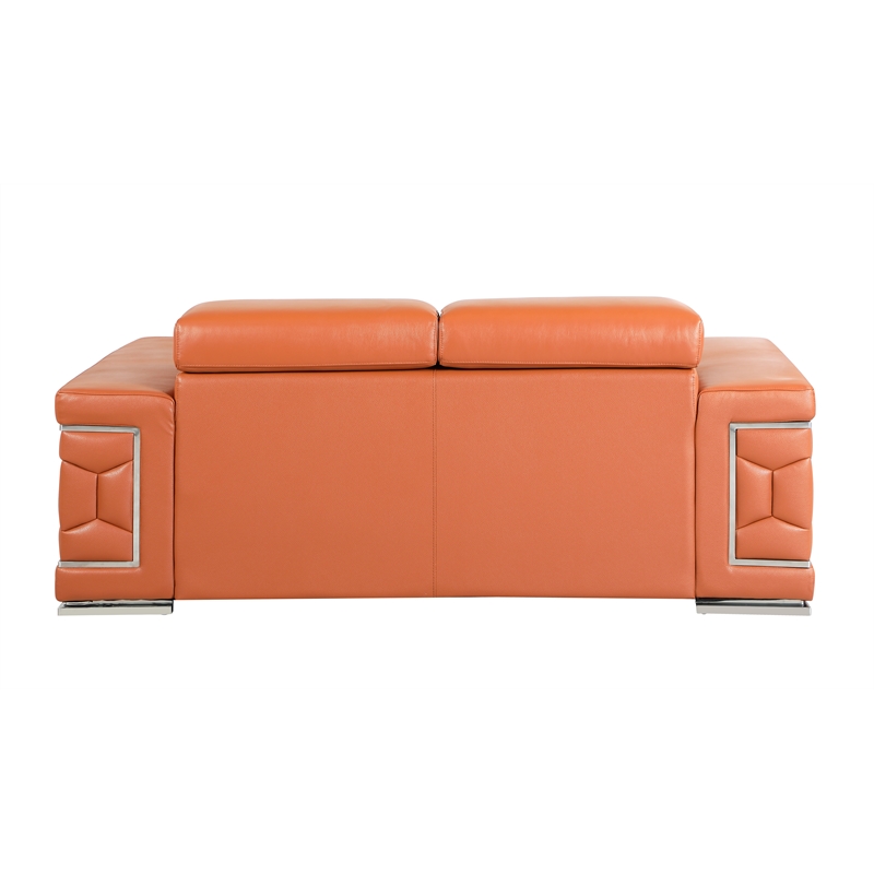 Titan Furnishings Genuine Italian Leather Upholstered Sofa Set in Camel Brown