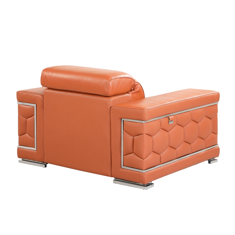 Titan Furnishings Genuine Italian Leather Upholstered Sofa Set in Camel Brown
