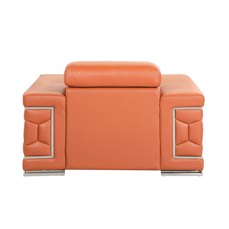 Titan Furnishings Genuine Italian Leather Upholstered Sofa Set in Camel Brown