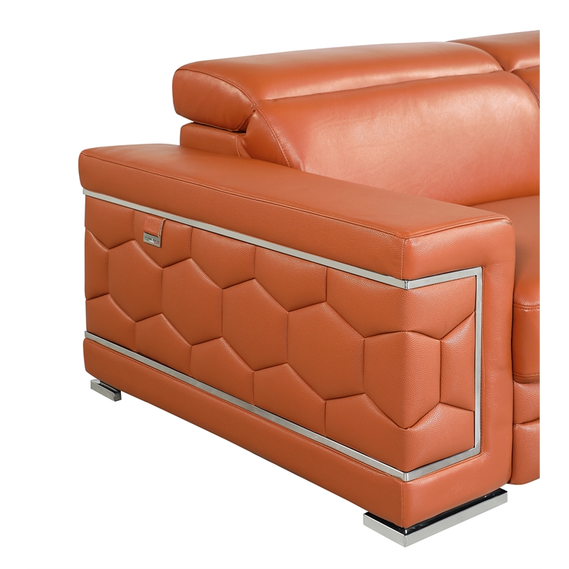 Titan Furnishings Genuine Italian Leather Upholstered Sofa Set in Camel Brown