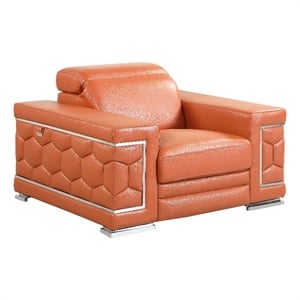 Titan Furnishings 38&quot Modern Genuine Italian Leather Chair in Camel Brown