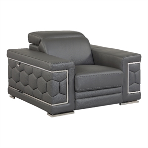 Titan Furnishings 38&quot Modern Genuine Italian Leather Chair in Dark Gray