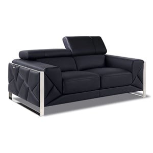 Titan Furnishings 75&quot Modern Genuine Italian Leather Loveseat in Black