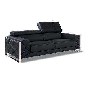Titan Furnishings Modern Genuine Italian Leather Sofa in Black