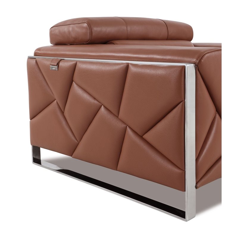 Titan Furnishings Modern Genuine Italian Leather Sofa Set in Camel Brown