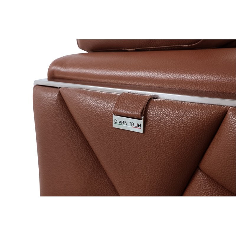 Titan Furnishings Modern Genuine Italian Leather Sofa Set in Camel Brown