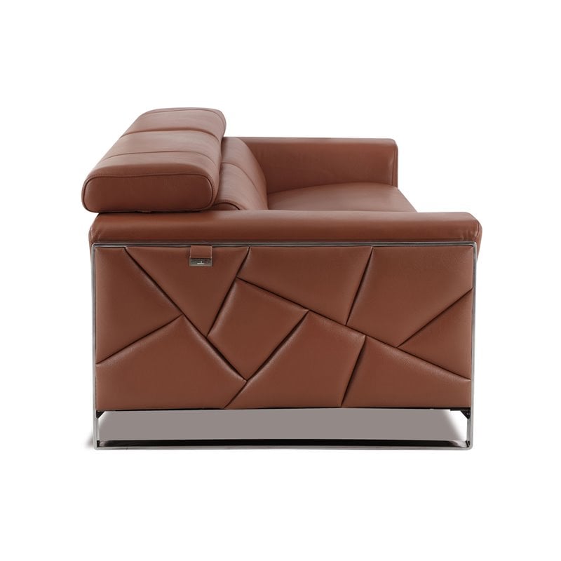 Titan Furnishings Modern Genuine Italian Leather Sofa Set in Camel Brown