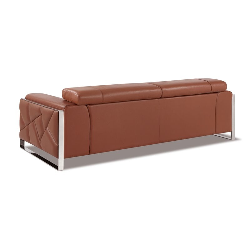 Titan Furnishings Modern Genuine Italian Leather Sofa Set in Camel Brown