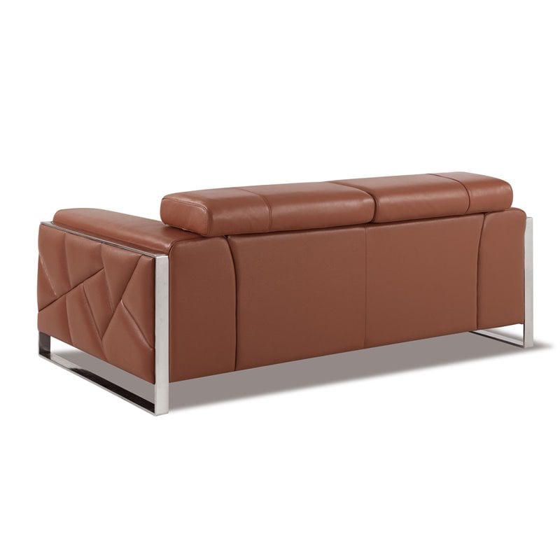 Titan Furnishings Modern Genuine Italian Leather Sofa Set in Camel Brown