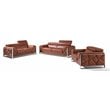 Titan Furnishings Modern Genuine Italian Leather Sofa Set in Camel Brown
