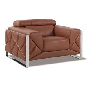 Titan Furnishings 18.5&quot Modern Genuine Italian Leather Chair in Camel Brown