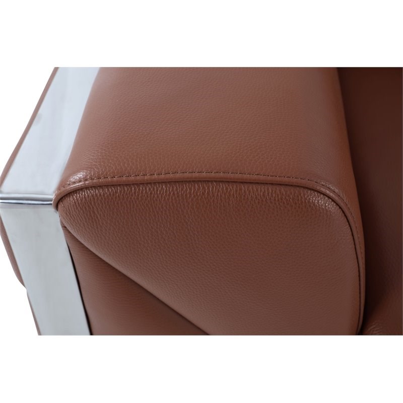 Titan Furnishings Modern Genuine Italian Leather Sofa in Camel Brown