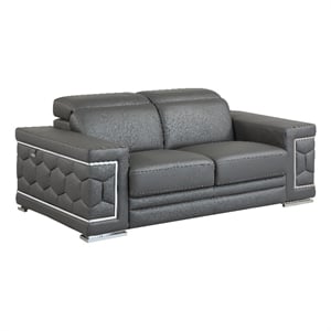 Titan Furnishings 71&quot Modern Genuine Italian Leather Loveseat in Gray