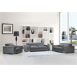 Titan Furnishings Genuine Italian Leather Upholstered Sofa Set in Dark Gray