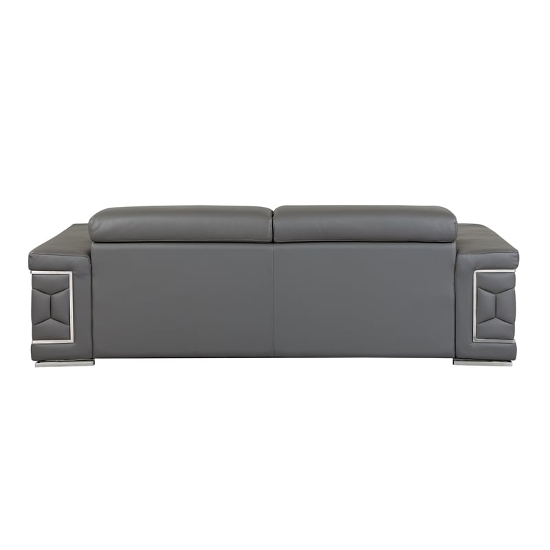 Titan Furnishings Genuine Italian Leather Upholstered Sofa Set in Dark Gray
