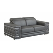 Titan Furnishings Genuine Italian Leather Upholstered Sofa Set in Dark Gray