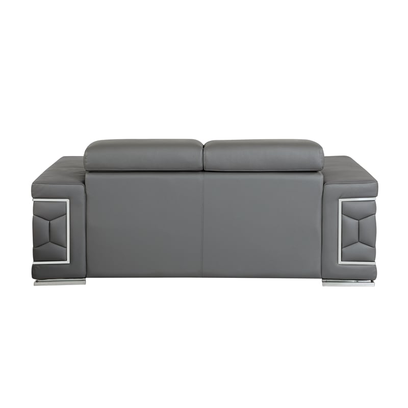 Titan Furnishings Genuine Italian Leather Upholstered Sofa Set in Dark Gray