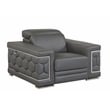 Titan Furnishings Genuine Italian Leather Upholstered Sofa Set in Dark Gray