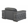 Titan Furnishings Genuine Italian Leather Upholstered Sofa Set in Dark Gray