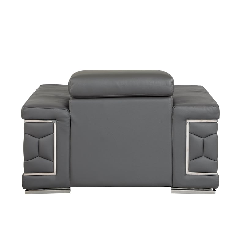 Titan Furnishings Genuine Italian Leather Upholstered Sofa Set in Dark Gray