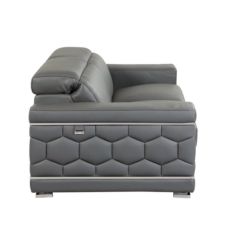 Titan Furnishings Genuine Italian Leather Upholstered Sofa Set in Dark Gray