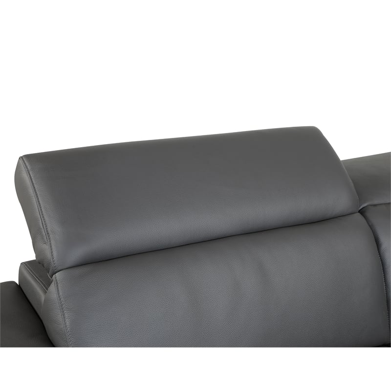 Titan Furnishings Genuine Italian Leather Upholstered Sofa Set in Dark Gray