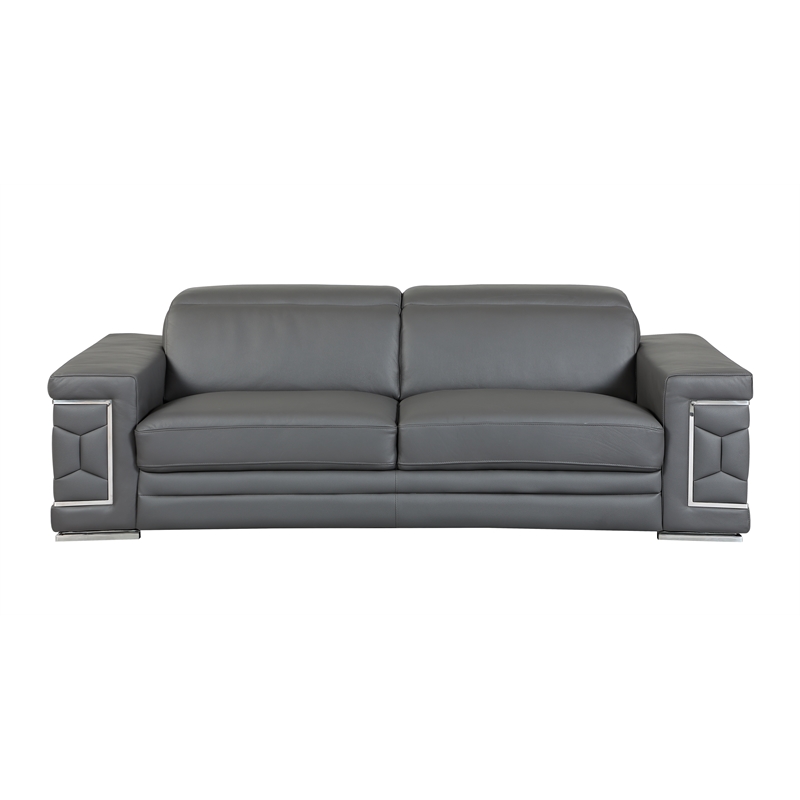 Titan Furnishings Genuine Italian Leather Sofa and Loveseat Set in Gray