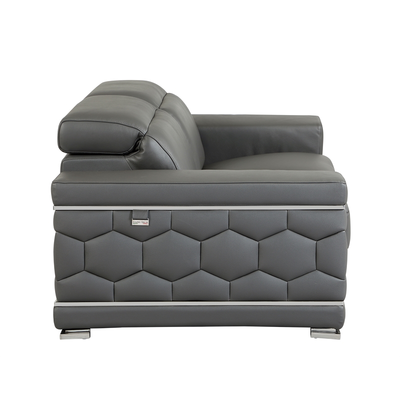 Titan Furnishings Genuine Italian Leather Sofa and Loveseat Set in Gray