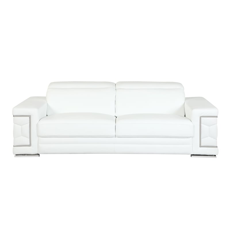 Titan Furnishings Genuine Italian Leather Upholstered Sofa Set in White