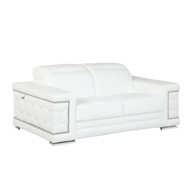Titan Furnishings Genuine Italian Leather Upholstered Sofa Set in White