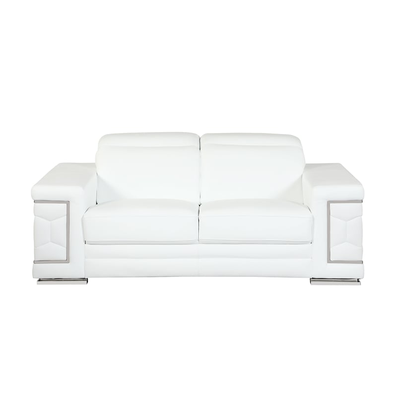 Titan Furnishings Genuine Italian Leather Upholstered Sofa Set in White